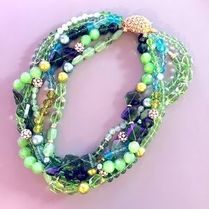 KATE SPADE multi-strand beaded necklace w/turtle clasp + original gift box